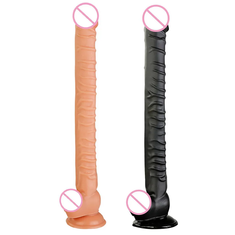 Godemiché Super Long de 40cm, ventouse, bite douce, Plug Anal, jouets sexy pour adultes, dilatateur d'anus, extenseur réaliste, gorge profonde, pénis 18