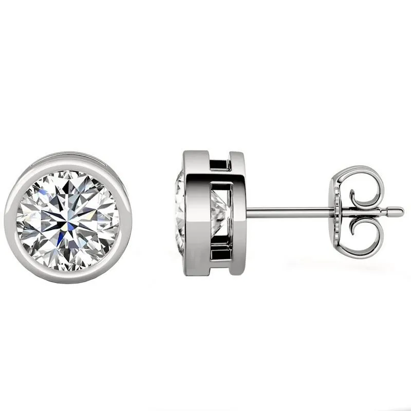 Een Vlinder Sieraden 6.5mm Ronde Cut SONA Steen Stud Oorbellen Steen Shining Kwaliteitsgarantie260S