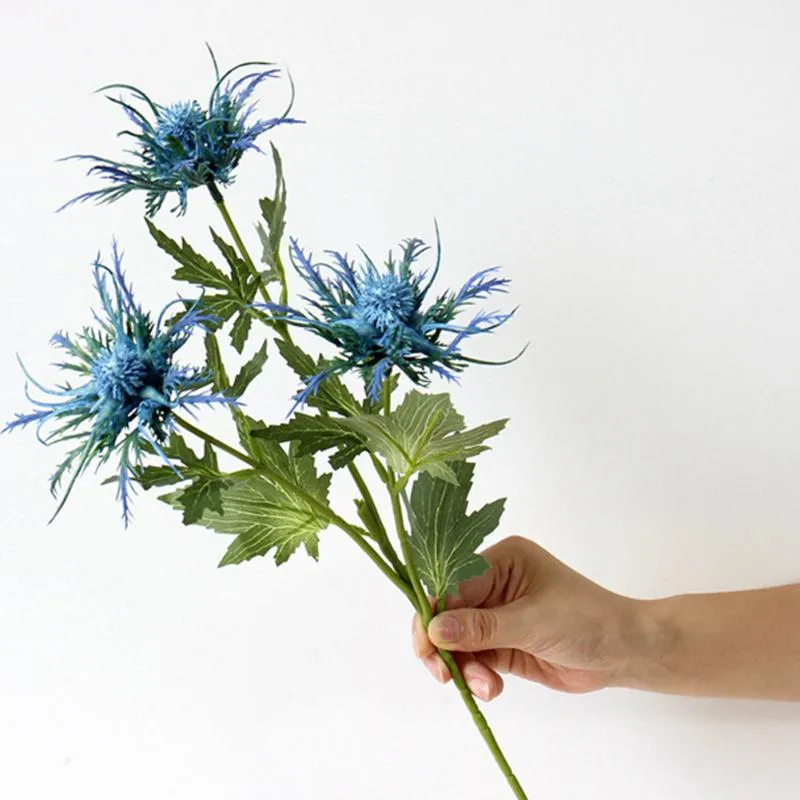 装飾的な花の花輪植物家の装飾人工エリンギウムアザミバンチシミュレーションプラスチック偽の結婚式の装飾パーティーCLU211A