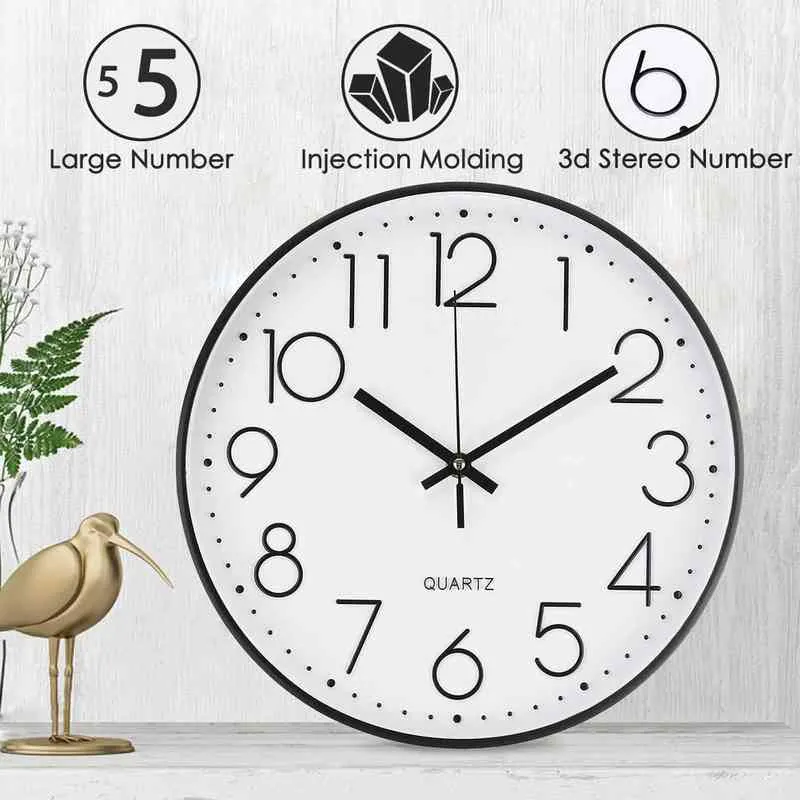 12 Inches Minimalist Small Wall Clocks Round Silent Non Ticking Quartz Wall Clock 30CM Watch Clock Living Room Home Decor H1230