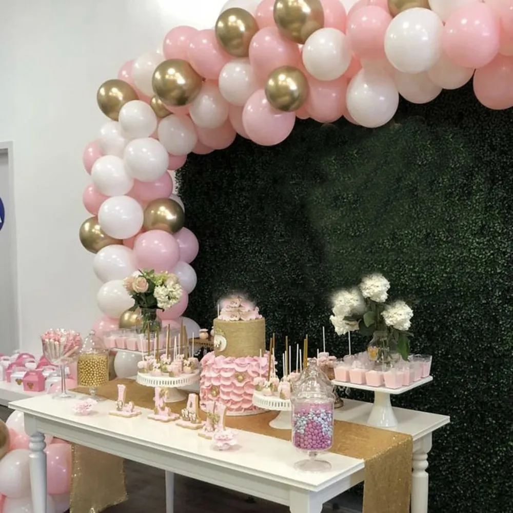122 pçs balão guirlanda arco kit rosa branco ouro látex balões de ar presentes da menina chá de bebê aniversário festa de casamento decoração suprimentos q1272v