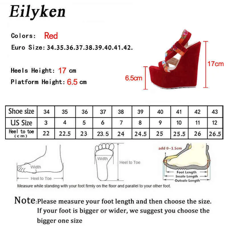 Sandales Eilyken Gladiator talons hauts plate-forme compensées femme sandales d'été fête rouge bohème femmes chaussures taille 35-42 220310