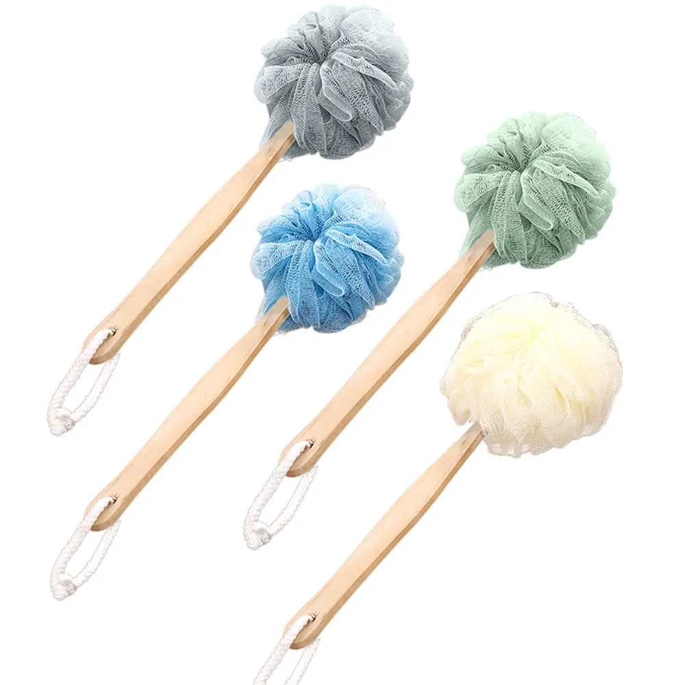 Massage Brushes New Long Handle Hanging Soft Mesh Back Body Bath Shower Scrubber Sponge For Bathroom Shower433172827