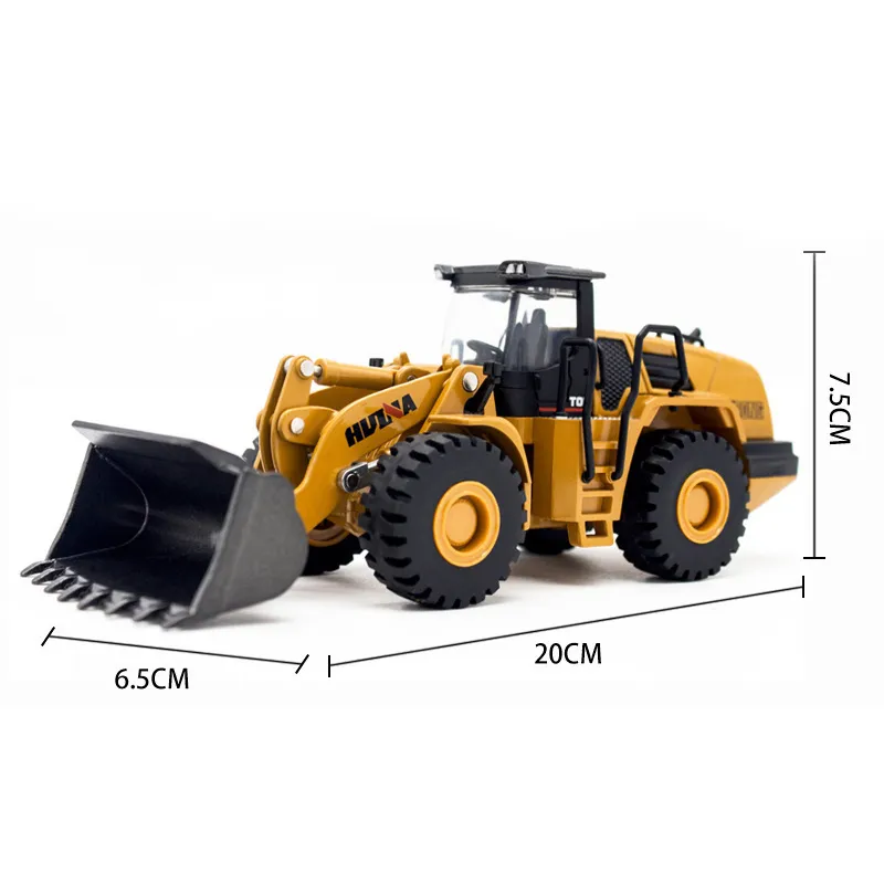 HUINA 1:50 Dump Truck Excavator Wheel Loader Diecast Metal Model Construction Vehicle Toys For Boys Christmas Birthday Gift Car X0102