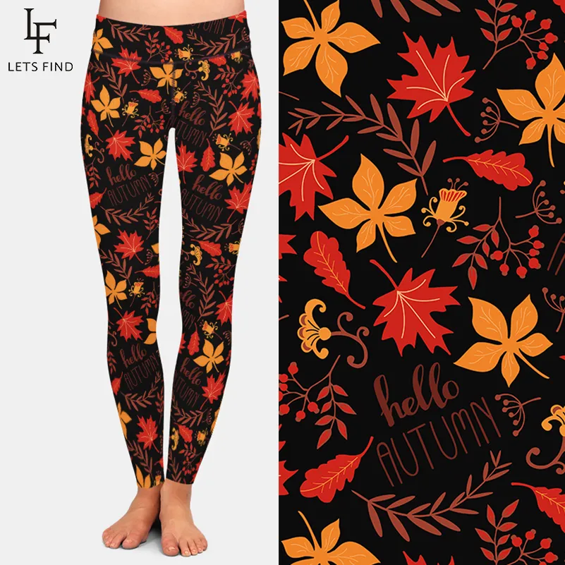 Letsfind moda mulheres fitness alta cintura leggings novo treino casual calças calças 3d folha de bordo impressão digital plus tamanho 201202