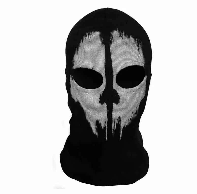 SzBlaZe Marke COD Ghosts Print Baumwollstrumpf Sturmhaube Maske Skullies Mützen für Halloween Kriegsspiel Cosplay CS Spieler Kopfbedeckung 2226j
