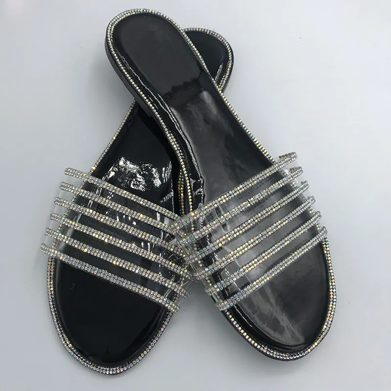 Pantofole da donna estive scarpe da donna Sandali piatti Beach house Ladies Pantofole diapositive Pantuflas de mujer nere Y200624