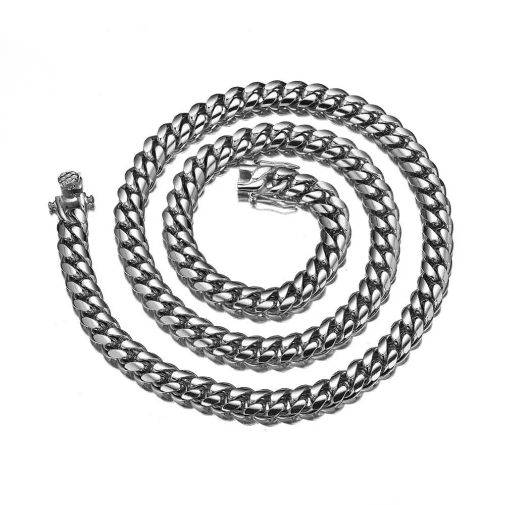 6-18 mm bred rostfritt stål kubansk Miami-kedjan halsbandslås lås Big Heavy Hip Hop smycken för män kvinnor301g