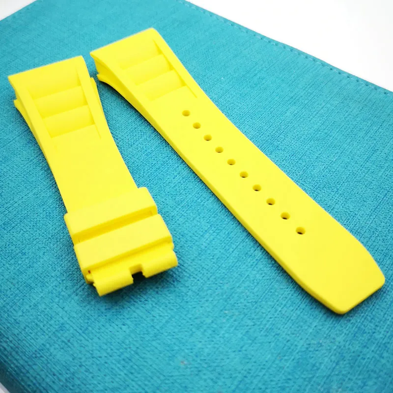 Correa de caucho para reloj amarillo de 25 mm para RM011 RM 50-03 RM50-01297E