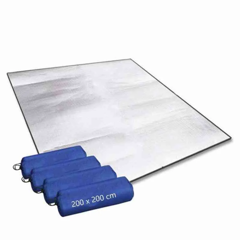 Tappetino in foglio di alluminio dormire da campeggio 200x200 cm Coperta termica isolante Tenda pieghevole da pavimento Ultraleggera 2201211452885
