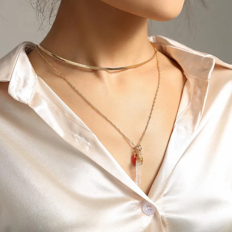 Подвесные ожерелья Винтажная мода многослойное цепное колье для женщин золотоизводственное металлическое свитер.