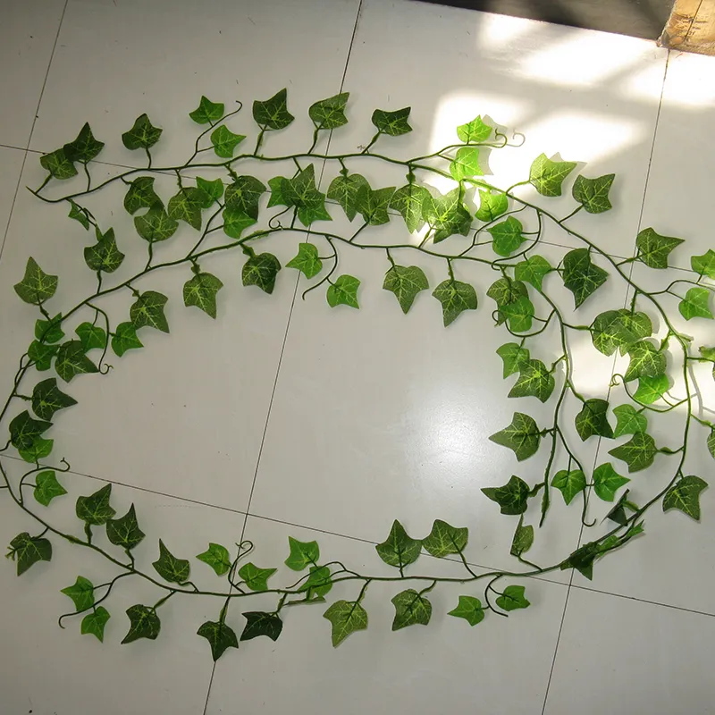 2.4M Artificial Ivy Leaf Garland Plantas Vine Fake Follaje Flores Decoración para el hogar Plástico Flor artificial Rattan Evergreen T200601