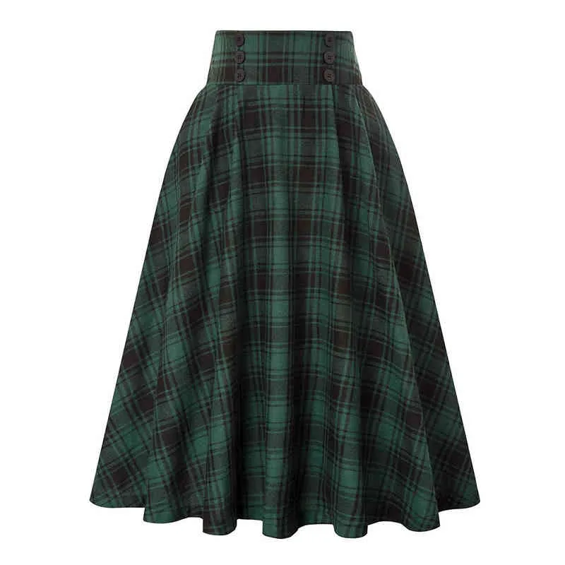 Saias Mulheres Cintura Alta Nova Manta Plissada Vermelho Verde Verde Estilo Coreano Doce Meninas Doce Estudantes Slim All-Match Long Skirt G220309