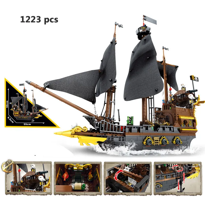 軍賊海賊船の兵士ベイアイランドビルディングブロックカリビアンブラックパールボートクリエーターモデルMocおもちゃ子供用ギフトX0102