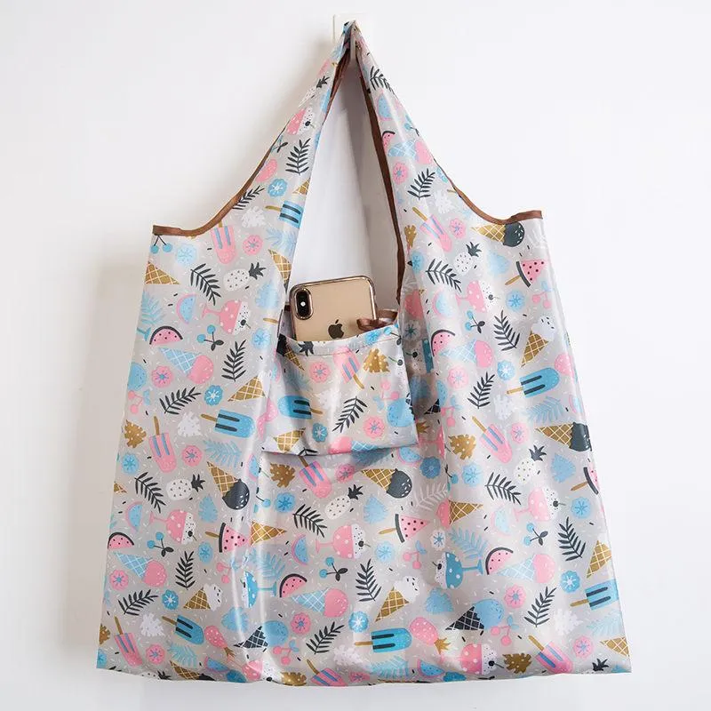 BIG Eco-Friendly Folding Shopping Bag Reusable Portable Shoulder Handbag for Travel Grocery Fashion Pocket Tote Bags338a
