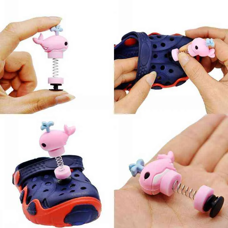 Skor Tillbehör 1 st Mjuk PVC Croc Charms 3D Cartoons Spring Buckle Accessories Kids Shoe Party Presentdesign CN Ursprung 220121