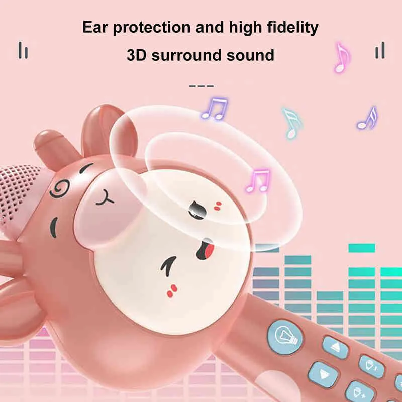 Bluetooth Wireless Karaoke Mikrofon Tragbare Handheld Lautsprecher Maschine Cartoon Mikrofone Kinder Lustige Party Singen Song Spielzeug G1224