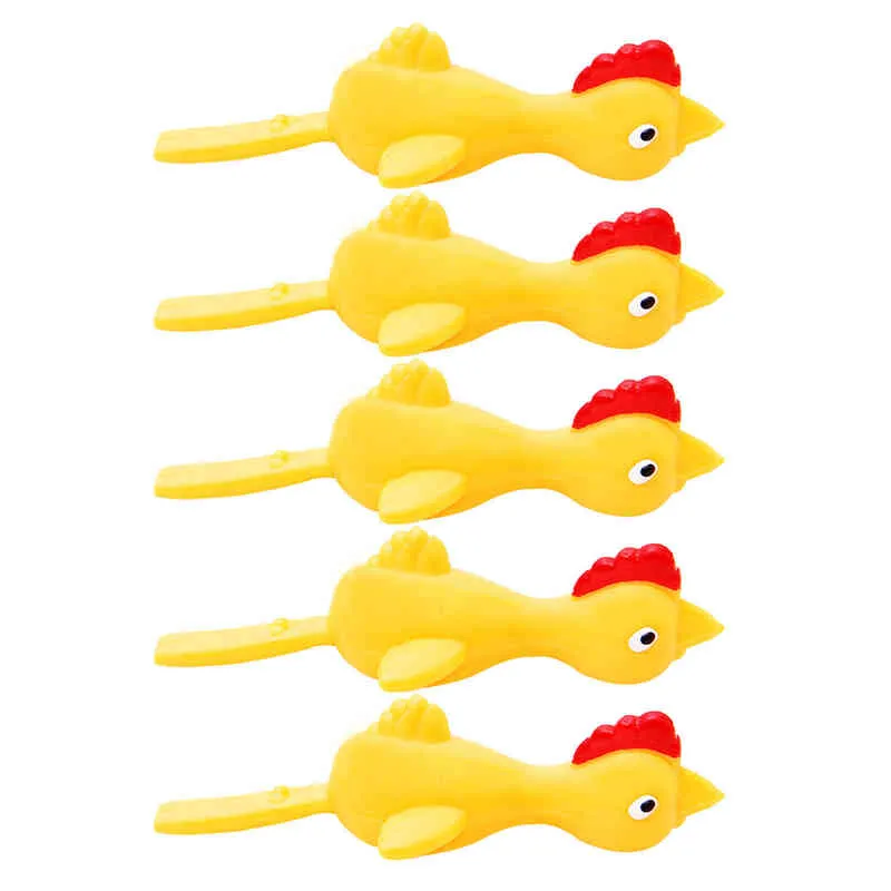 Novelty Catapulted Ejection Chicken Toy Light Rubber Finger Prank Flying Toy Slingshot Chicken Finger Toys Turkey Sticky Y220308