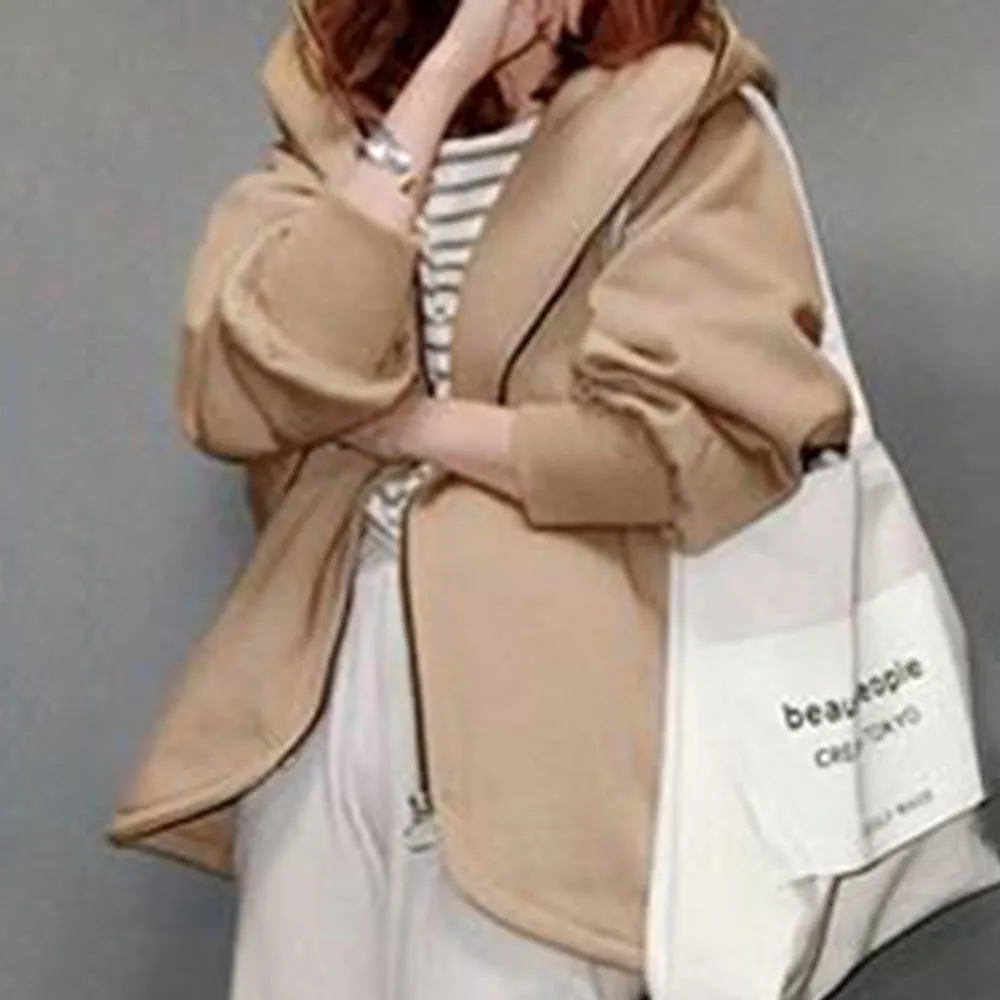 Frühling Casual Women Harajuku Hoodies Sweatshirt Mantel Reißverschluss UP -Oberbekleidung Kapuze -Jacke Plus Size Outwear Tops Einfache Brown 20103030
