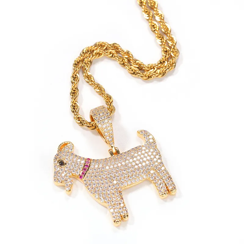 Joli collier avec pendentif en forme de chèvre pour hommes et femmes, couleurs or argent, diamant CZ scintillant, joli cadeau 355K