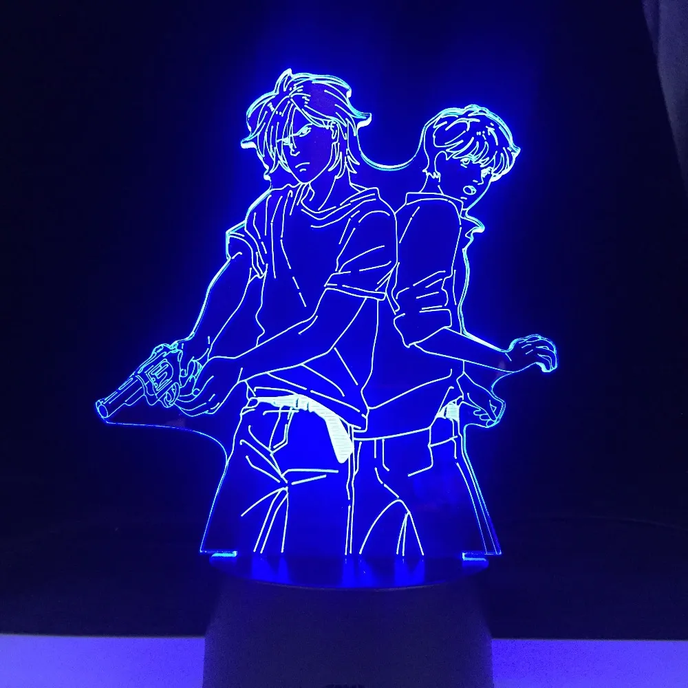 ASH LYNX AND EIJI OKUMURA LED 3d ANIME LAMP BANANA FISH 3D Led Light Japanese Anime Touch Remote Control Base Table Lamp252A