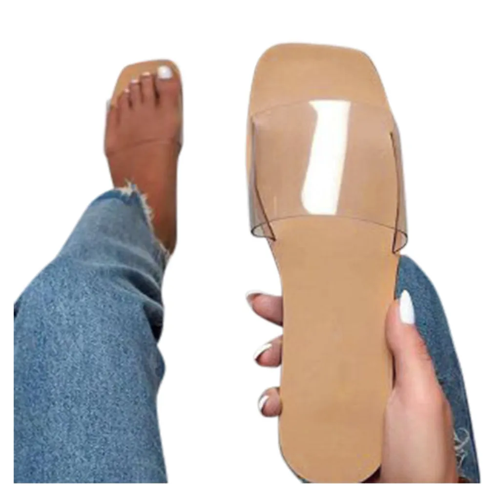 Summer Slippers sandals Shoes Woman 2020 Polka Dots Transparent open Toe Flip Flops Clear Women Outdoor Flat Beach Slides 6.9 X1020