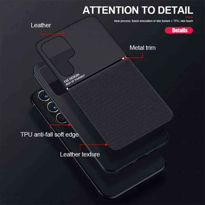 Auto Magnetische Houder Lederen Telefoon Cover Case Voor Samsung Galaxy S 22 S22 Ultra Pro Plus S22Ultra 5G TPU zacht Frame Beschermen Coque W7176202