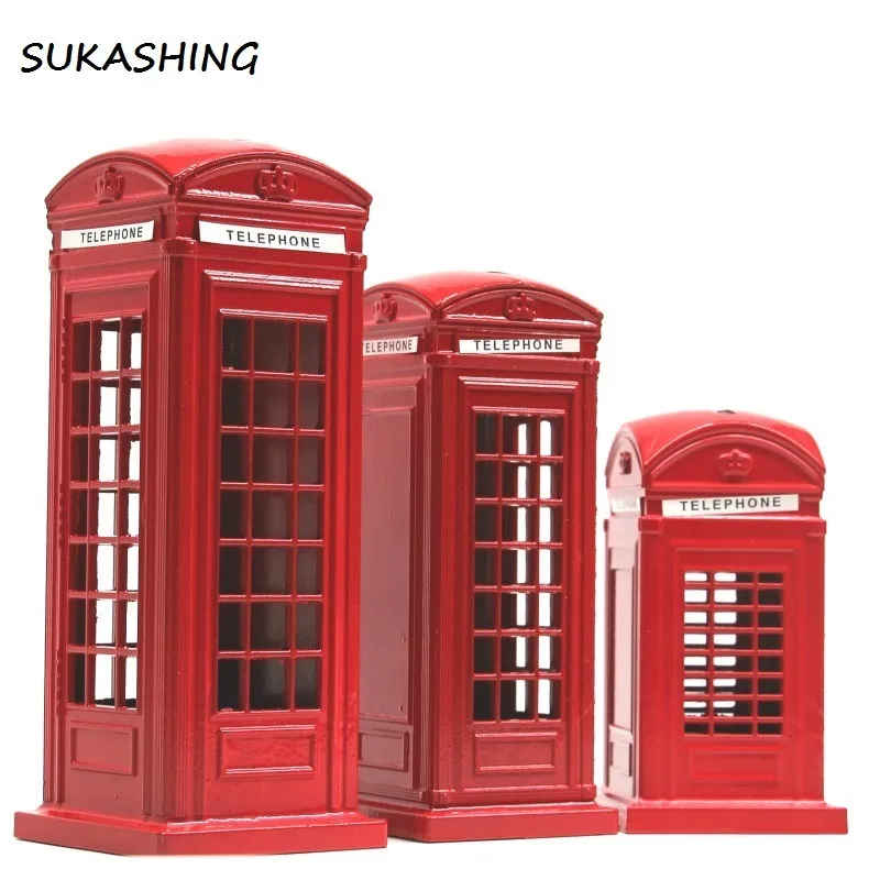 Spardose „London Telephone Booth“, rotes Druckguss-Sparschwein, UK-Souvenir, tolles Geschenk für Kinder, Zuhause, Weihnachtsdekoration 2011302881