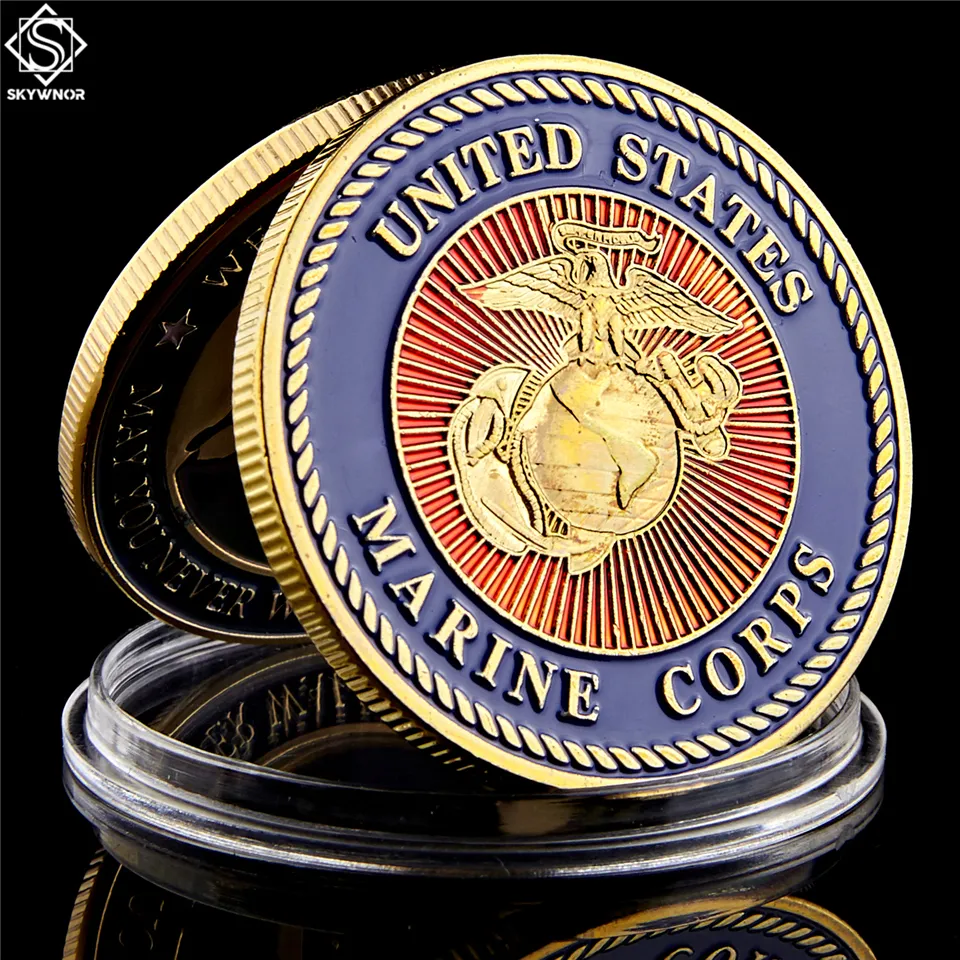EUA Desafio Coin Navy Marine Corps USMC RECON ARTILHO MILITAR CRIGHT GOLD COLEÇÃO PRESENTES9616672