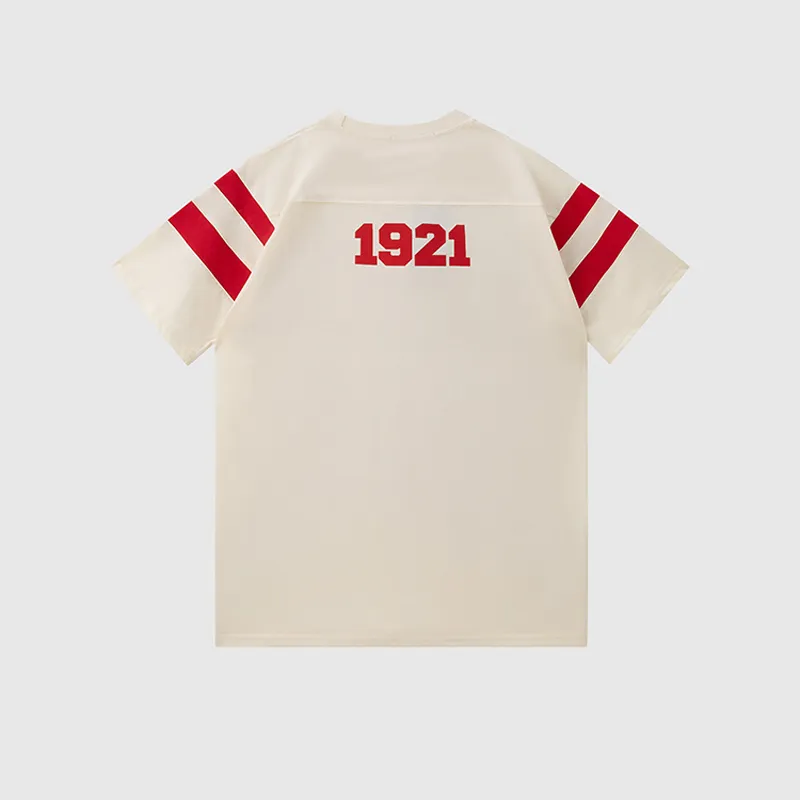 Man T Shirts 1921 Kortärmad Brev Skriv ut Fashion Commemorative T-shirt Kvinnor Toppar Partihandel Mens Tees Hög kvalitet