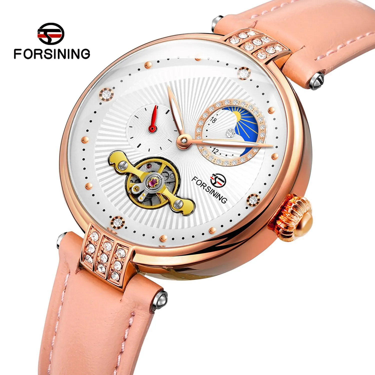 Qifusini New Womens Office Trade Tourbillon Hollow Belt Belt Mechanical Watch One Piece Drop Wristwatches 2711