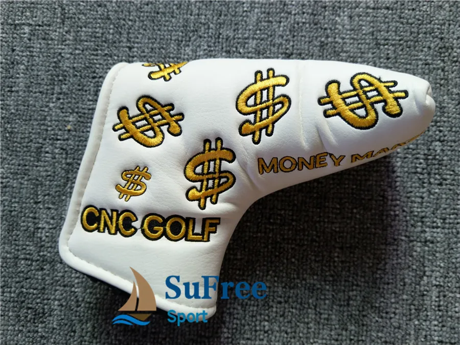 Latest Dollar Symbol Embroidered Golf Putter Head Cover Money Market Golf Blade Club Headcovers L-shaped 3colors09