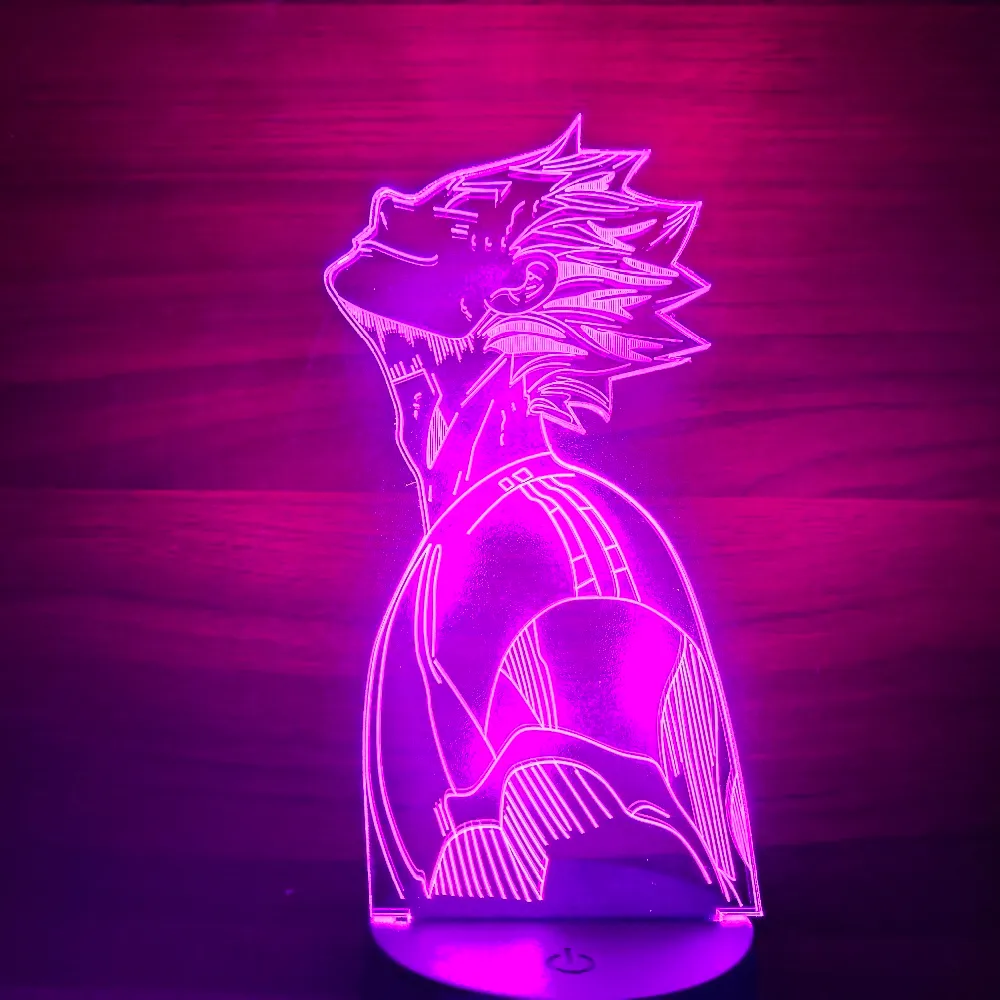 Haikyuu Bokuto 애니메이션 3D 테이블 램프 아크릴 7 색 변경 LED 야간 조명 가정 장식 어린이 크리스마스 선물 239G