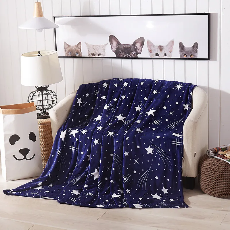 Blanket night sky fabric microfiber cover the bed polar fleece fabric travel blankets airplane Soft and comfortable throw 201130