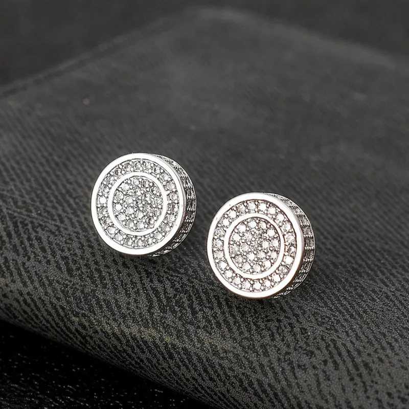 Unisex Mannen Vrouwen Oorbellen Studs Geel Wit Vergulde Fonkelende CZ Gesimuleerde Diamanten Oorbellen Voor Mannen Vrouwen Leuk Gift271t