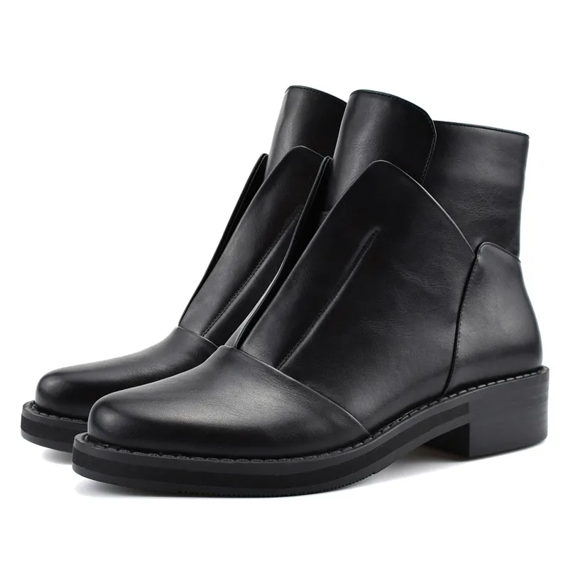 Neue Mode Seitlichem Reißverschluss Schwarz Stiefeletten für Frauen Warme Plüsch Einlegesohle Frauen Stiefel Med Heel Coole Stil Herbst Frauen Schuhe 201104