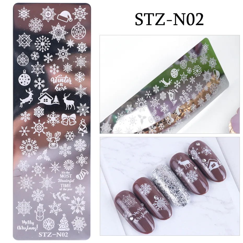 1 st nagelplattor blomma blad geometri djur bildstämpel mallar Dreamcatch manicure print stencil verktyg lystzn01-12