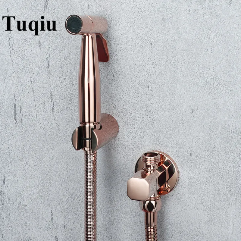 TUQIU HAND HOLD BIDET SPRAYER DOUCHE DOUCHE TOILE KIT ROSE GOLD BRASS SHATTAF SHOORTH SHOORS HEAD COPPER SET JET FAUCET Y200321