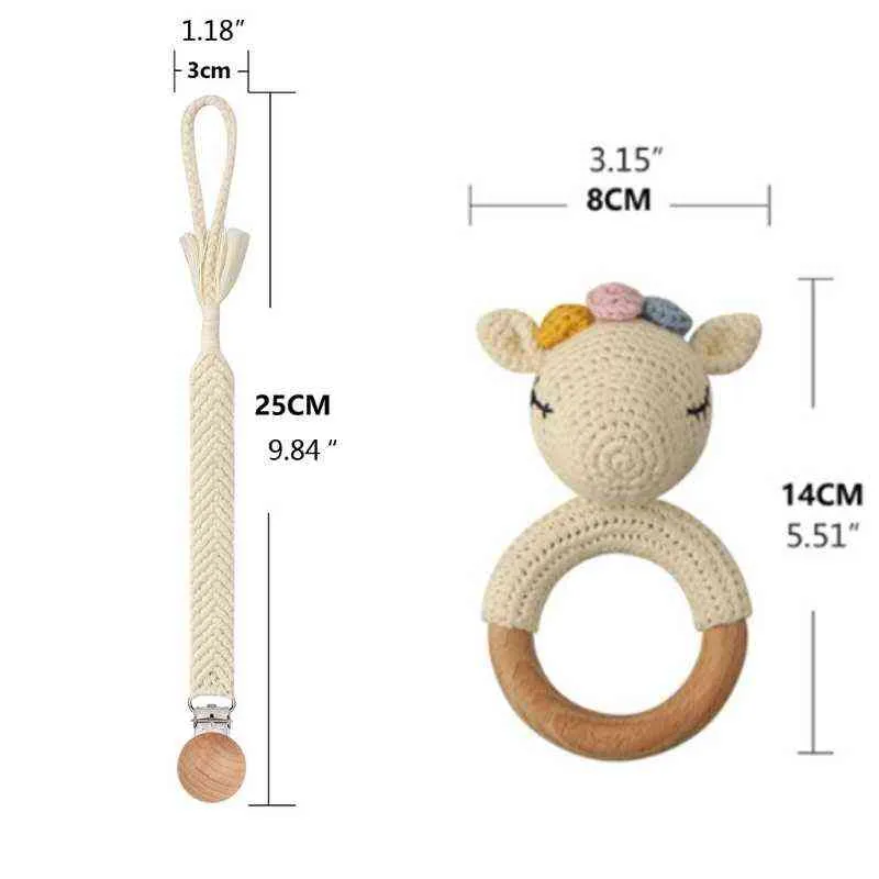 Attache-tétine pour bébé Titulaire de la chaîne factice Bracelet de dentition en bois Crochet Jouet Hochet Sucette Molaire Nourrissons Anneau de dentition né Douche G 220108