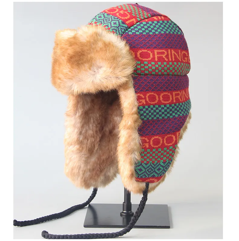 冬のフェイクファーの格子縞のトラッパーハットスキーウォーム狩猟帽子耳のフラップデザイナーバケツハットファッションキャップ冬の帽子new301p
