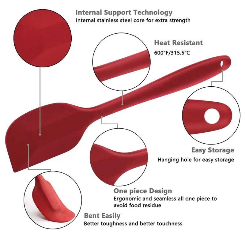 Ensemble de spatules à pâtisserie en silicone de 6 pièces, ensemble d'ustensiles de cuisine en caoutchouc antiadhésif, résistant à la chaleur, ensemble d'ustensiles de cuisine 201223