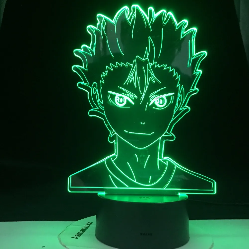 Haikyuu nishinoya yuu figur för barn barn sovrum dekor nattljus rgb färgglad skrivbord led nattljus manga 3d lampa anime gåva2862