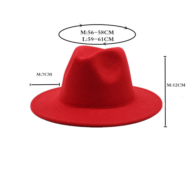 2020 Yüksek Kalite Geniş Brim Fedora Şapka Kadın Erkek İmitasyon Yün Metal Zincir Dekor Ile Şapkalar Panama Fedoras Chapeau Sombrero C0123