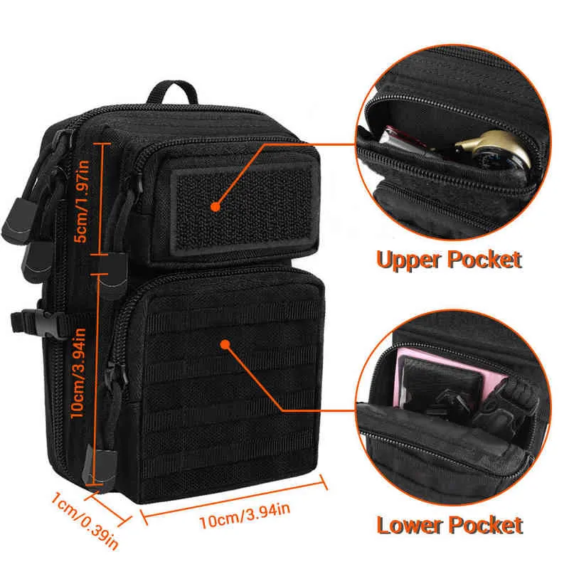 Tactisch molle pouch schoudertas militaire sling tas sport handtas crossbody pack edc pouch telefoon case reizen camping jacht 211224