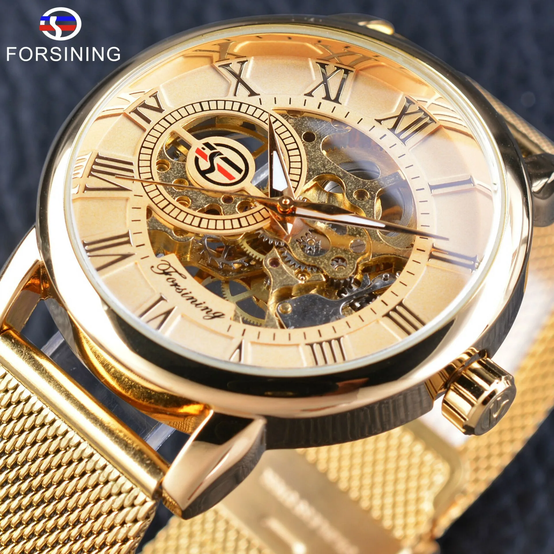 새로운 장점 Fusini 대중 무역 인기있는 스타일 크로스 국경 중공 기계적 시계 Mens Steel Belt Watch Wristwatche258a
