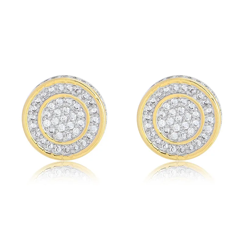 Unisex Mannen Vrouwen Oorbellen Studs Geel Wit Vergulde Fonkelende CZ Gesimuleerde Diamanten Oorbellen Voor Mannen Vrouwen Leuk Gift271t