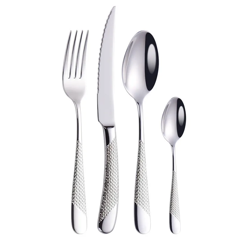 4Pcsset Cutlery Set 304 Stainless Steel Tableware Knife Fork Spoon Dinner Set Kitchen Dinnerware High Quality (4)