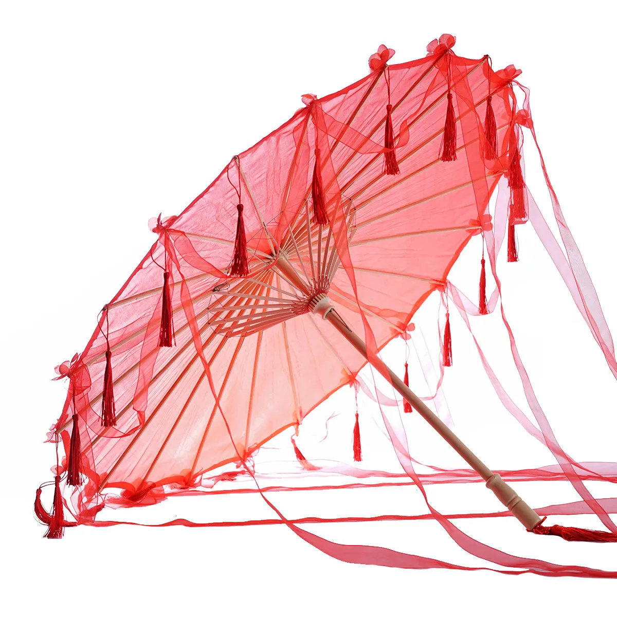 タッセル中国の傘リボンシルク傘ハンフーcos傘のプロップシュート古代衣装パラガスコスプレプリンセスパラソル20112551