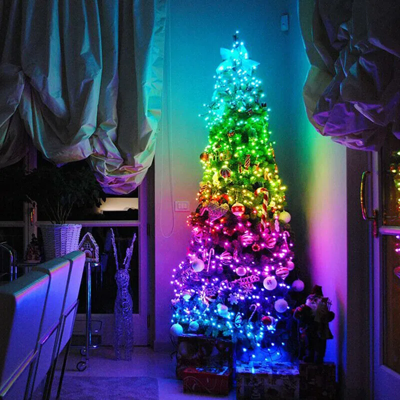 2M-20M LED Strip Lights Décoration d'arbre de Noël Lampe USB Bluetooth Holiday Lumières colorées Étanche Lumières décoratives extérieures Y201020