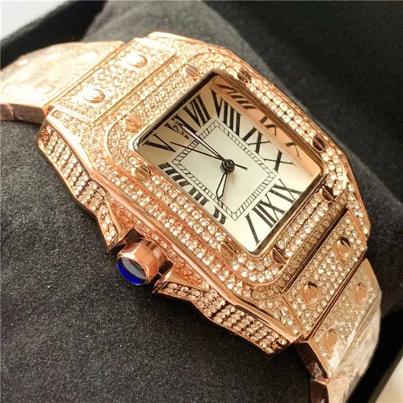 Hoge kwaliteit heren damesmode horloge Shinning Diamond Watch Full Iced Out Horloges Roestvrij staal Quartz uurwerk luxe 235j